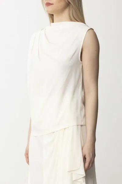 Top con pieghe asimmetrico Maika Ivory