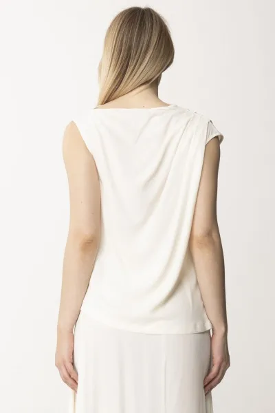 Top con pieghe asimmetrico Maika Ivory