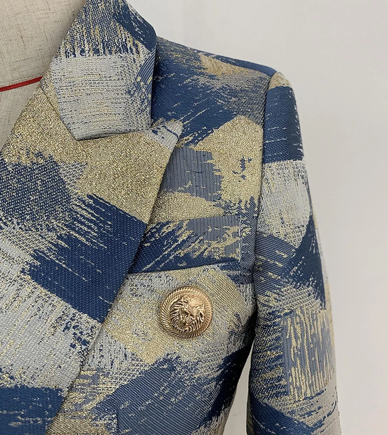 Top Quality Elegante 2022 Designer Blazer Womens Lion Bottoni Doppio Petto Colo Block Jacquard Blazer Giacca Esterno We