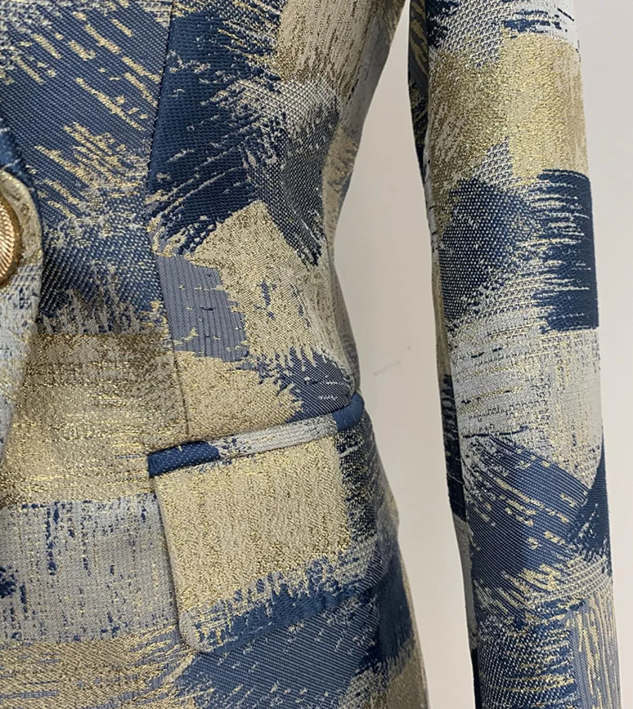 Top Quality Elegante 2022 Designer Blazer Womens Lion Bottoni Doppio Petto Colo Block Jacquard Blazer Giacca Esterno We