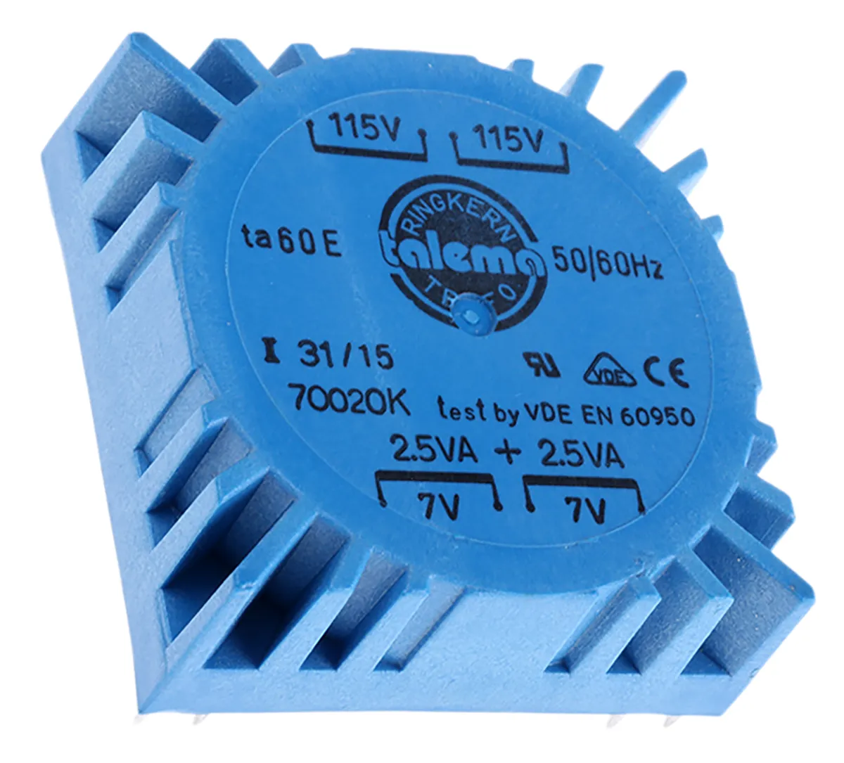 Trasformatore toroidale Nuvotem Talema, 5VA, primario 115 V ac, 230 V ac, secondario 2 x 7V ca, Circuito stampato