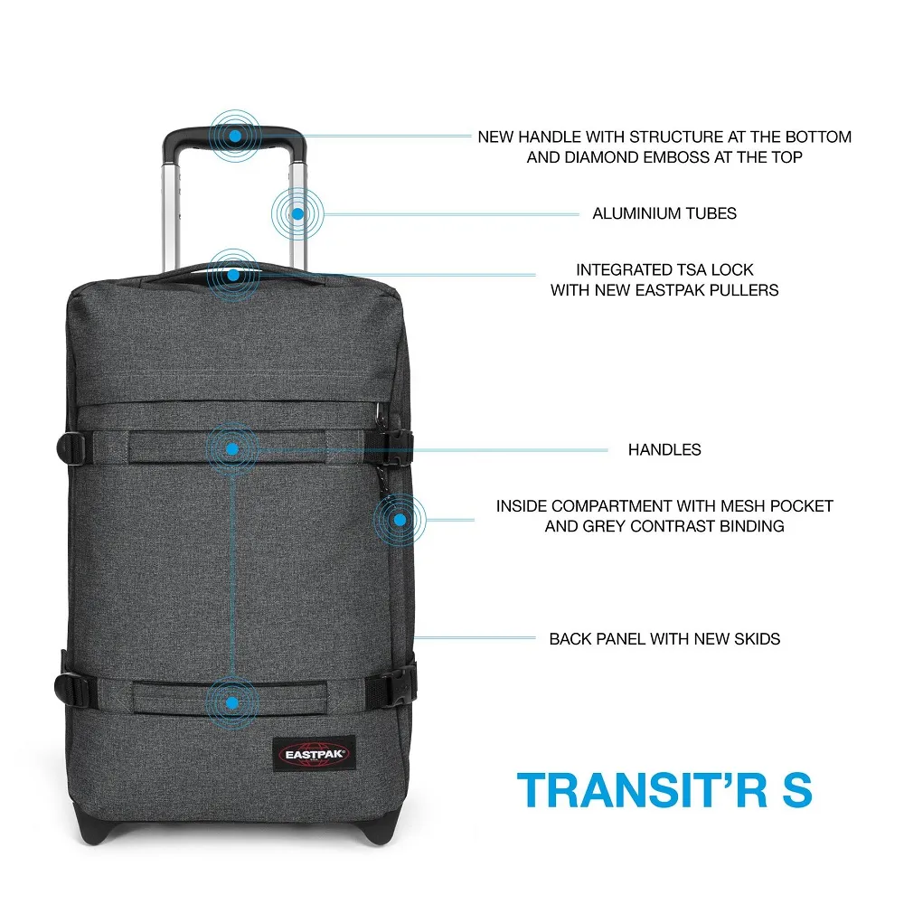 TROLLEY EASTPAK BAGAGLIO A MANO BLU JEANS TRANSIT'R S EK0A5BA7 77H BLACK DENIM