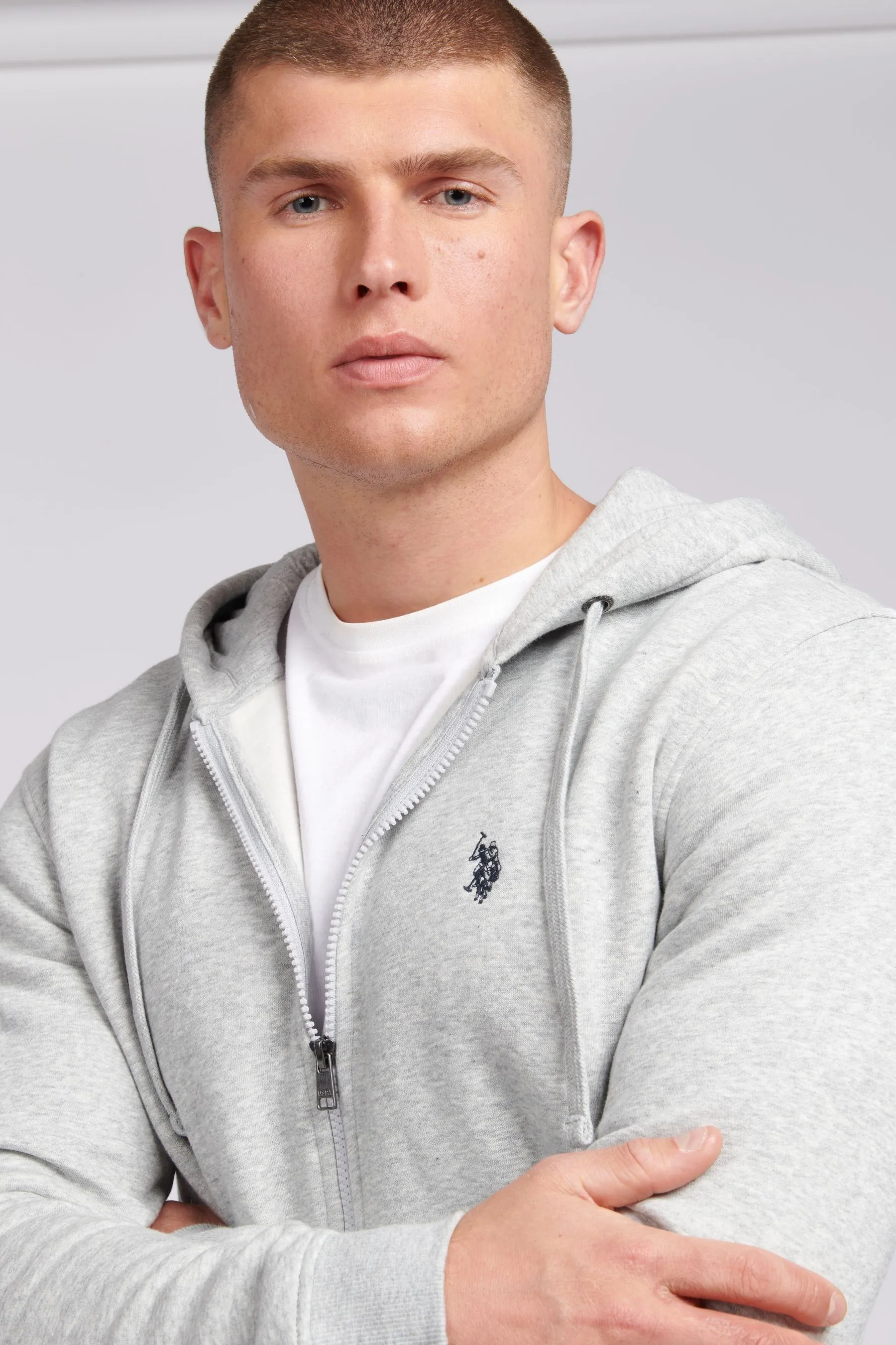 U.S. Polo Assn. Mens Classic Fit Double Horsemen Zip Up Hoodie    