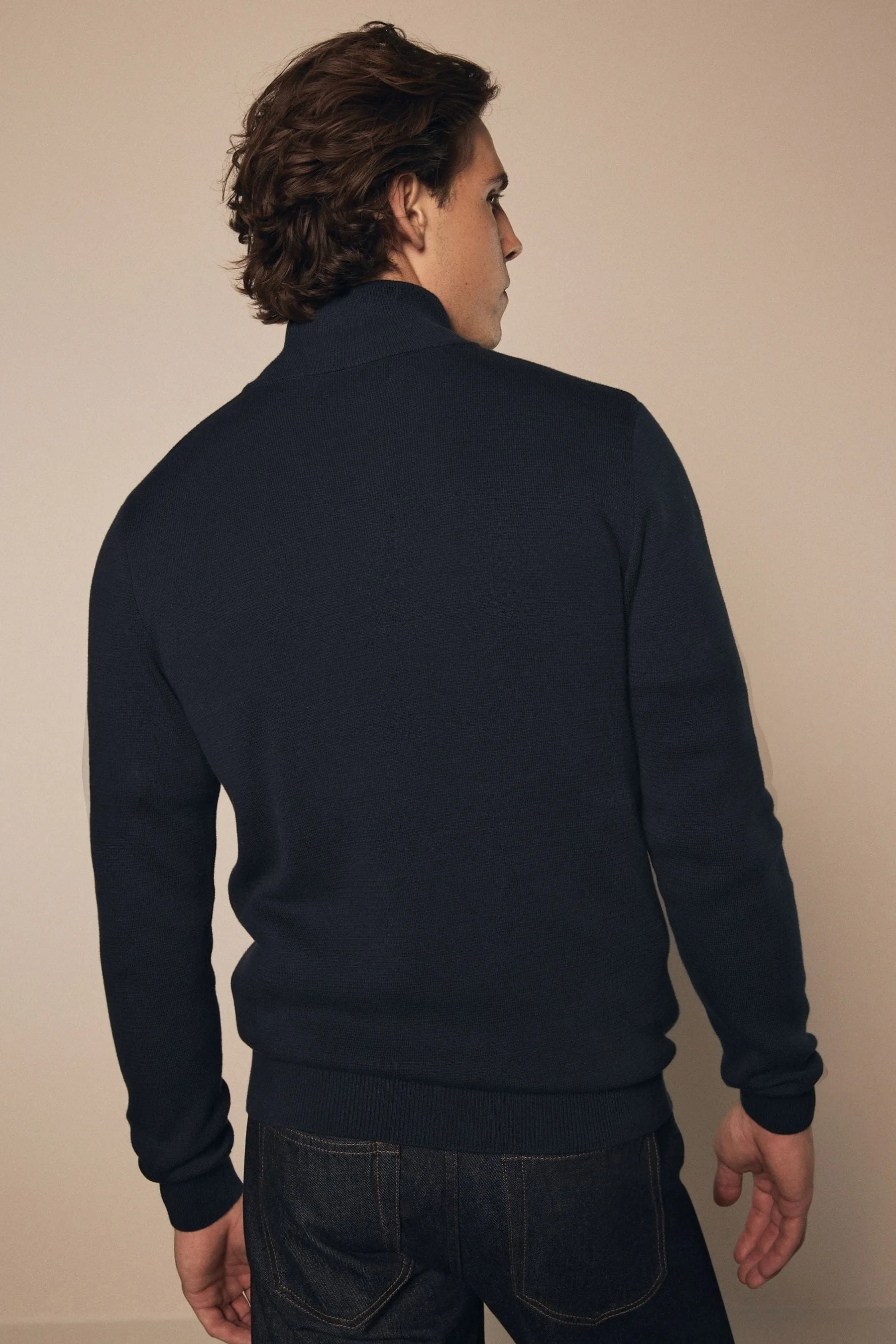 Vestibilità regolare 100% Cotton Premium Zip Neck Maglione    