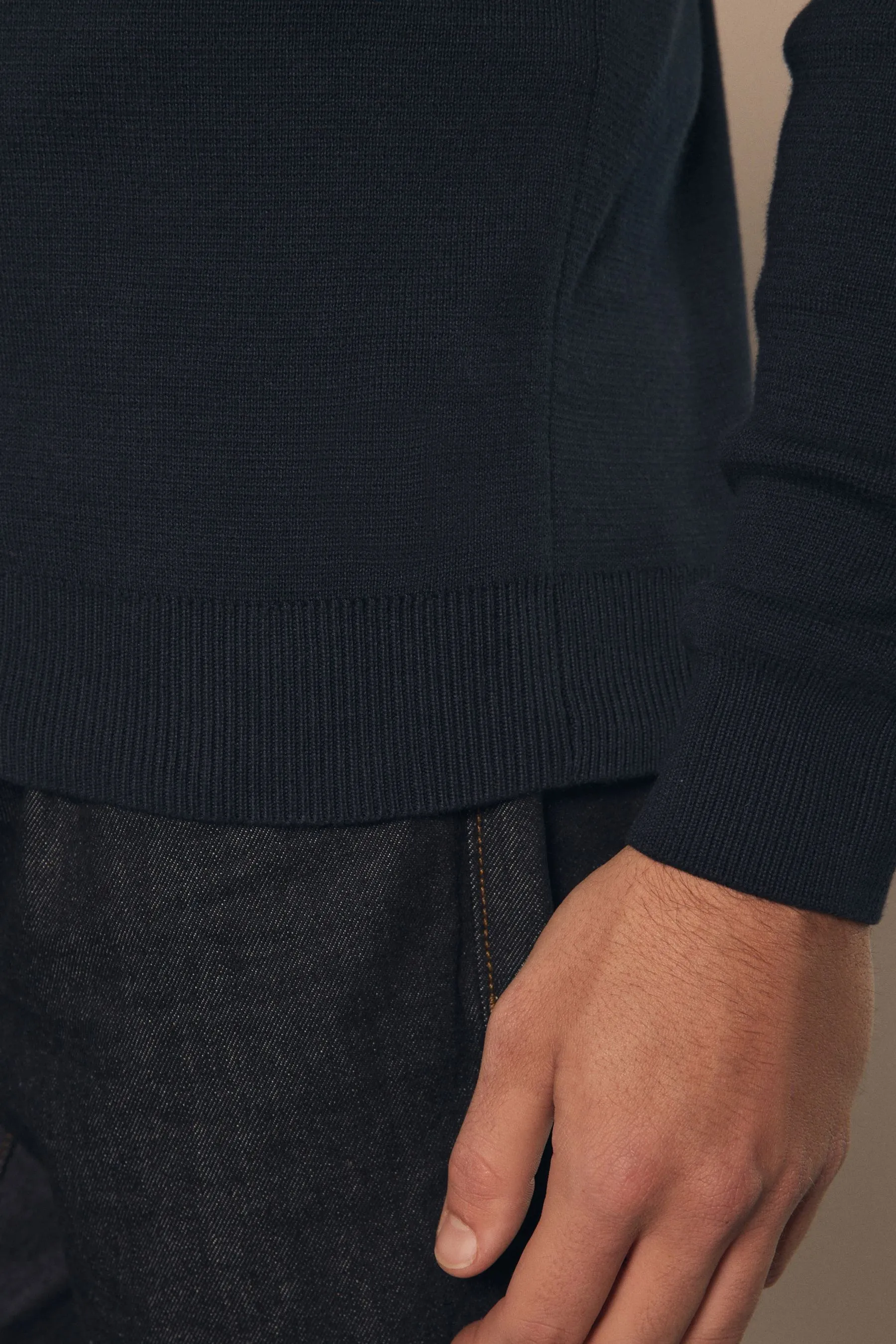 Vestibilità regolare 100% Cotton Premium Zip Neck Maglione    