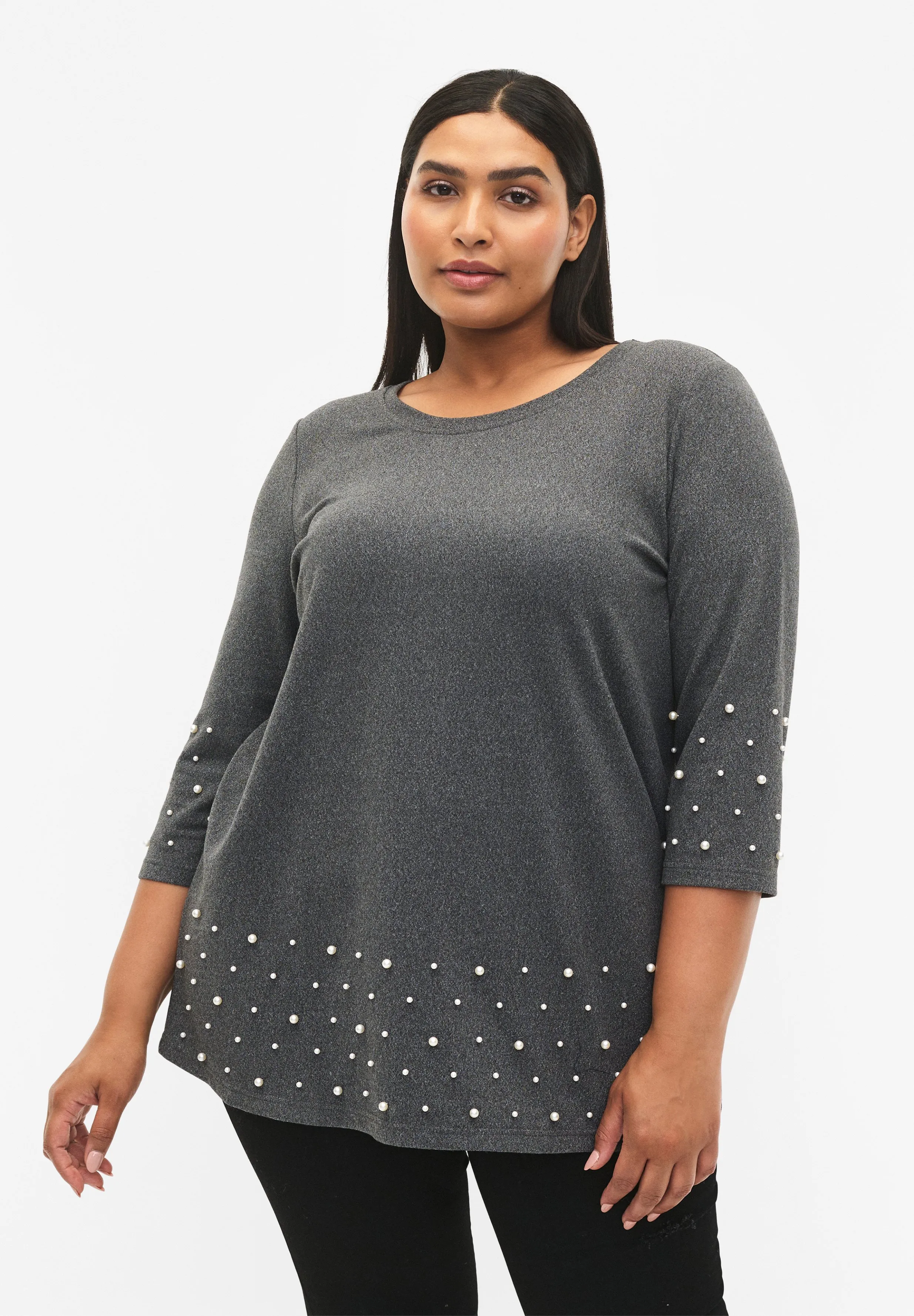 WITH BEADS AND 3/4 SLEEVES - Maglietta a manica lunga