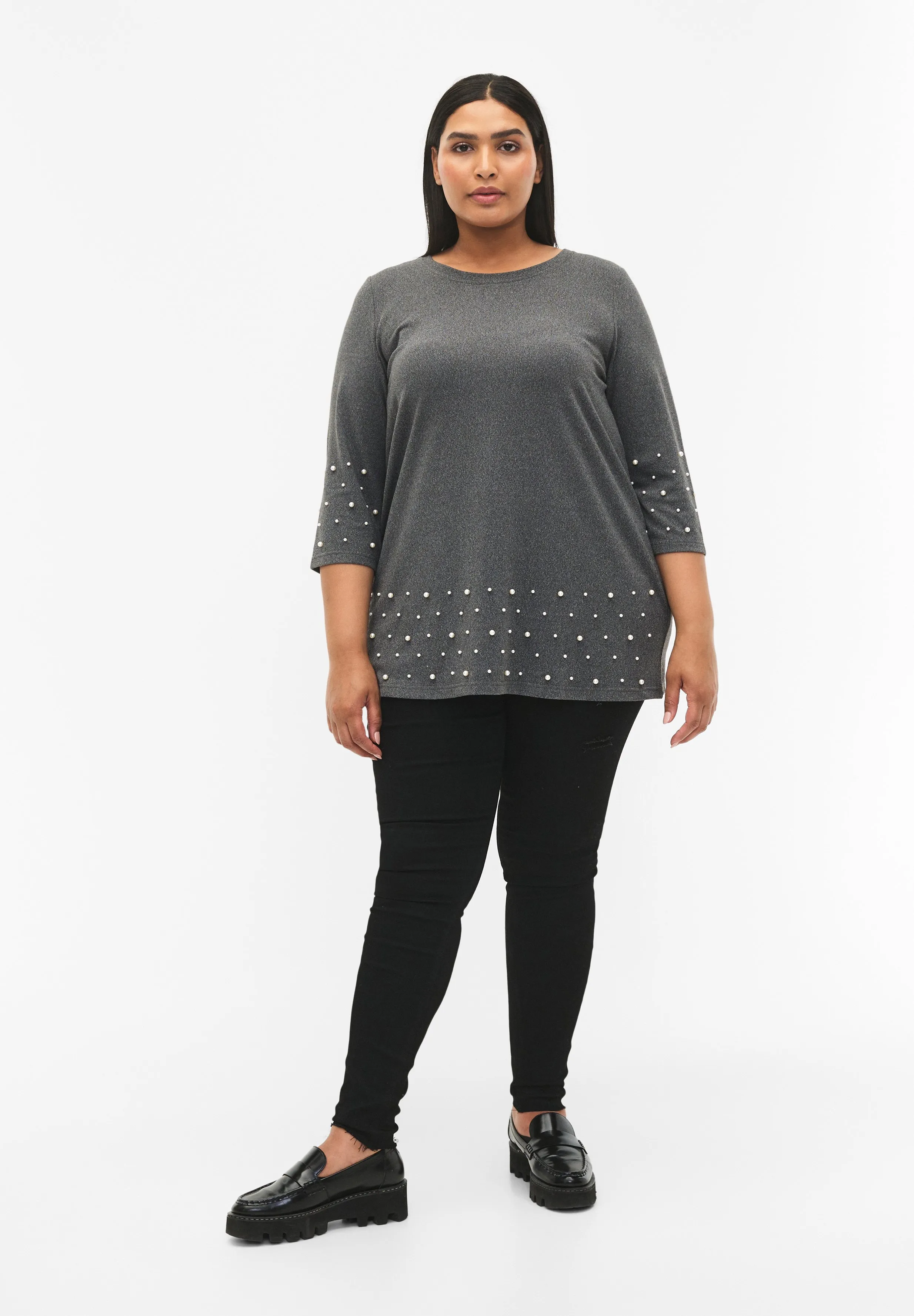 WITH BEADS AND 3/4 SLEEVES - Maglietta a manica lunga